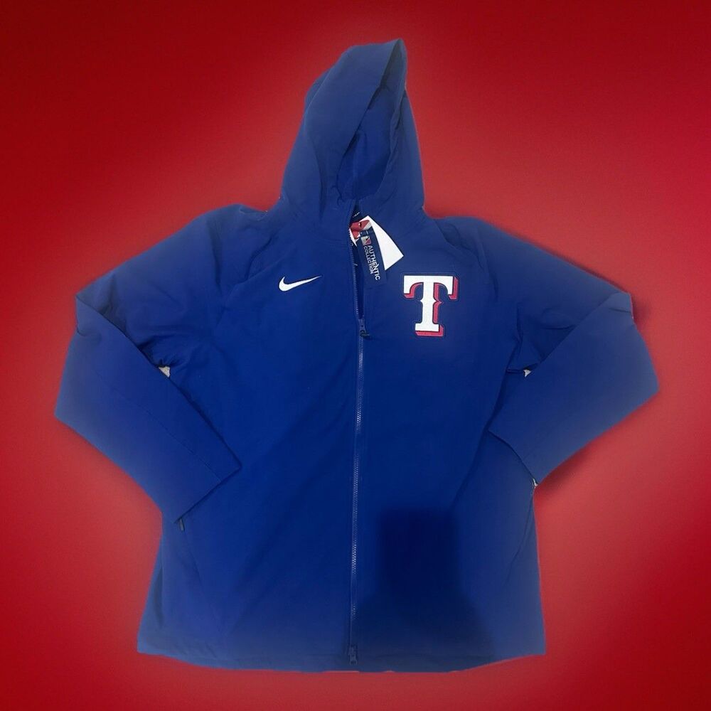 NIKE TEXAS RANGERS MENS BLUE THERMA LONG SLEEVE FULL ZIP JACKET XL New With Tags